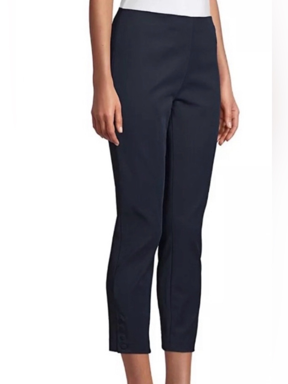 Theory Double-Stretch Crop Tapered Snap Pants Deep Royal Navy Blue Size 8